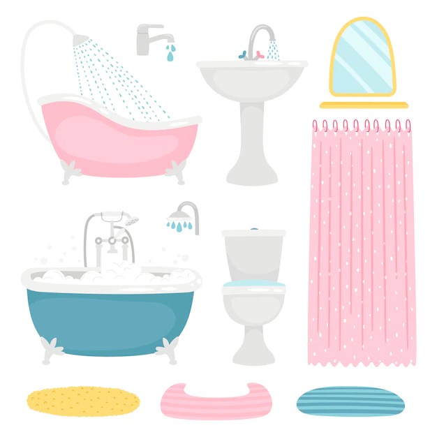 Premium Vector Basic bathroom elements set