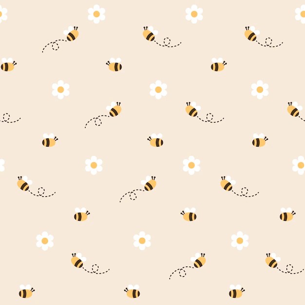 Bee seamless pattern background Vector Premium Download