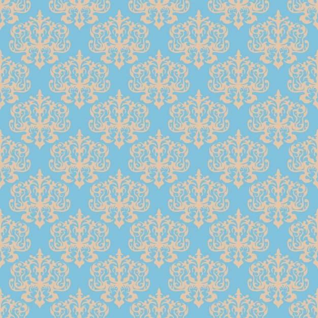 Blue damask seamless pattern Free Vector