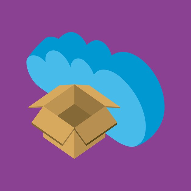 Premium Vector Cloud computing storage open box data upload