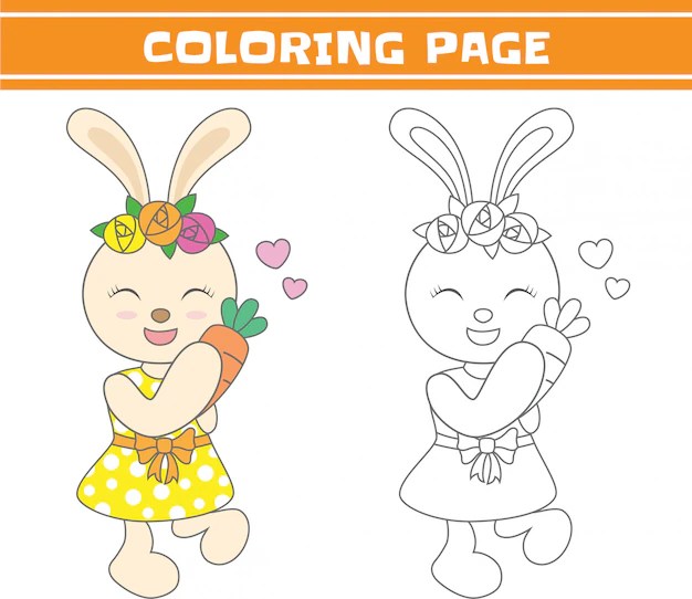 색칠 토끼 프리미엄 벡터