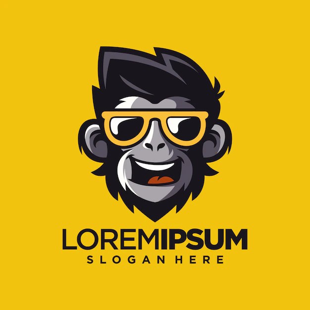 Cool monkey logo design vector illustrator Premium Vector