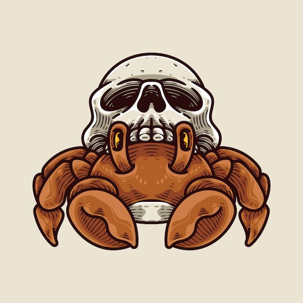 Premium Vector Crab and skull shell