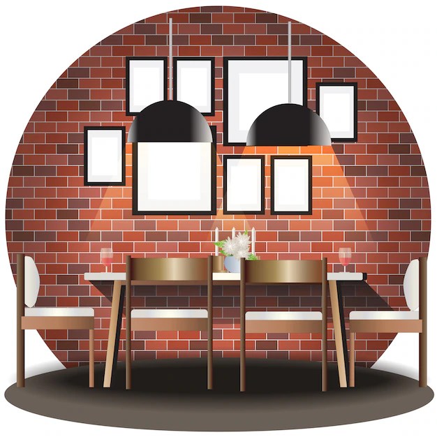 Premium Vector Dining room elevation set