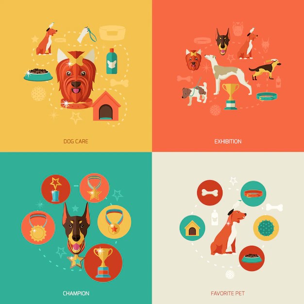 Free Vector Dog elements composition flat