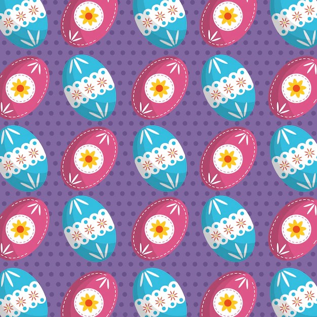 Premium Vector Easter poster on a repeating decorated egg pattern