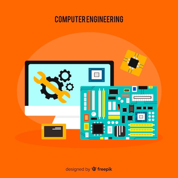 Flat computer engineering concept Free Vector
