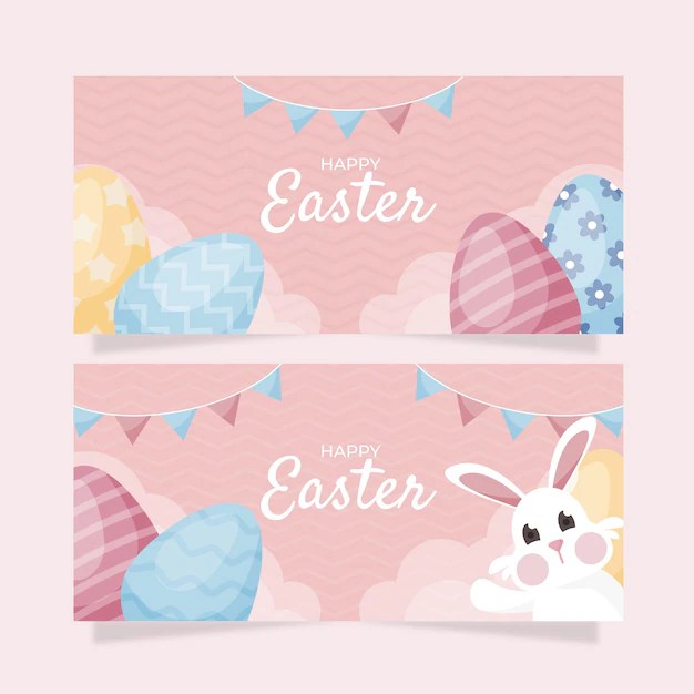 Premium Vector Flat easter banners set