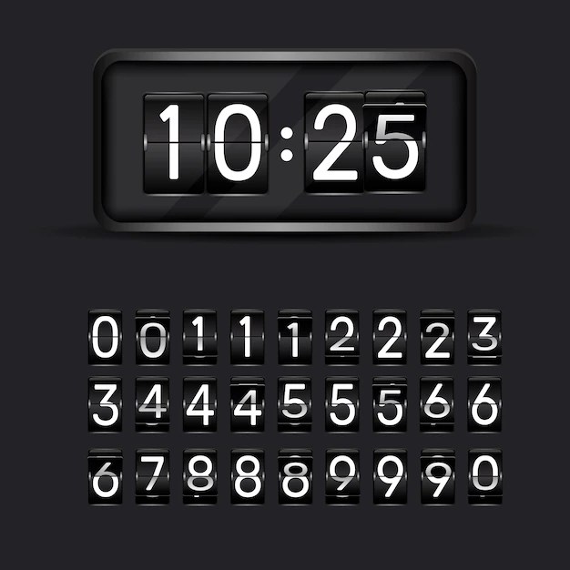 Premium Vector Flip clock numbers. retro countdown animation, mechanical scoreboard number and