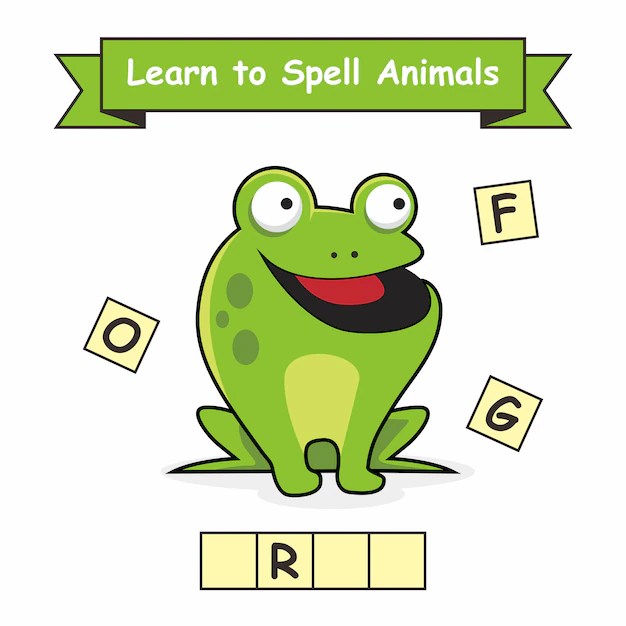 Premium Vector Frog learn to spell animals