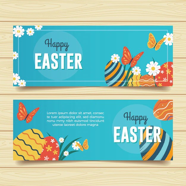 Premium Vector Happy easter banners