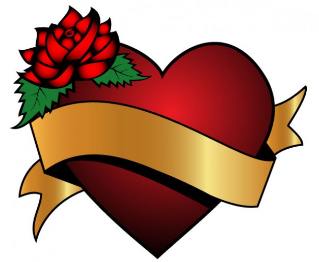 Heart And Ribbon Vector Vector Free Download