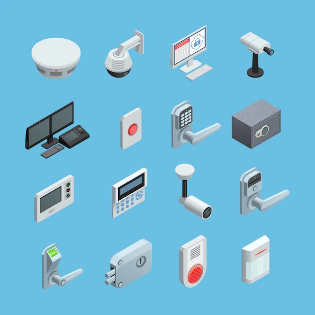 Free Vector Home security system elements set