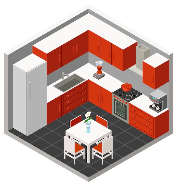 Premium Vector Isometric kitchen