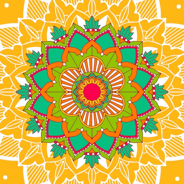 Mandala patterns on yellow Vector Free Download