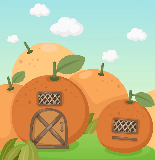 Orange house Premium Vector