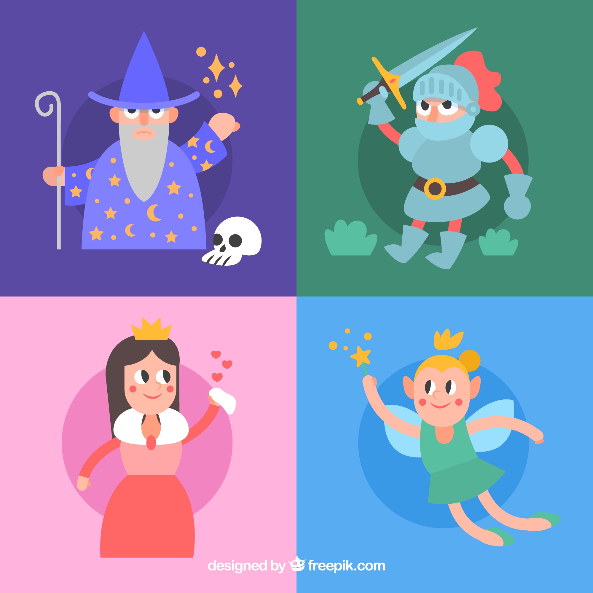 Free Vector Pack of flat stories characters