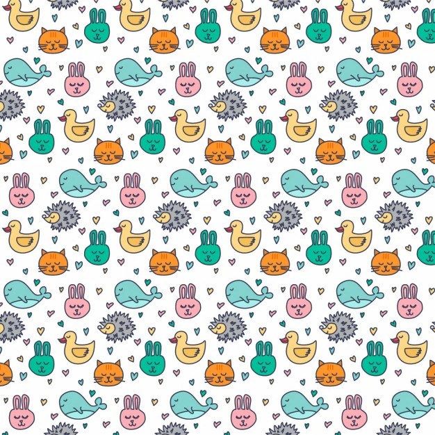 Free Vector Pattern with cute animals