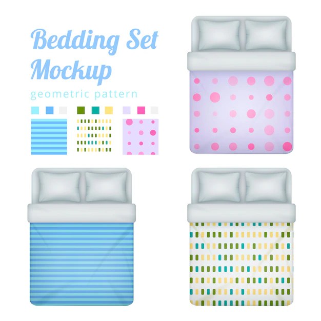 Queen bedding set Vector Free Download