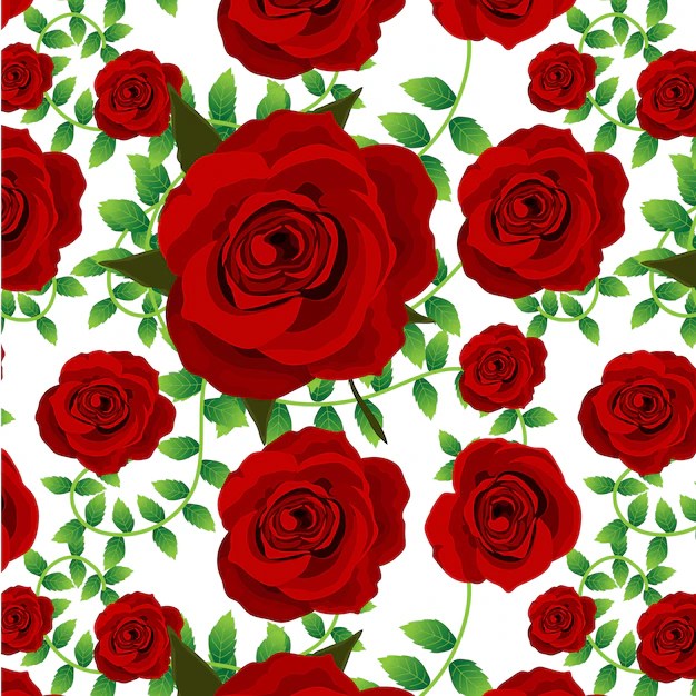 Premium Vector Red roses pattern background