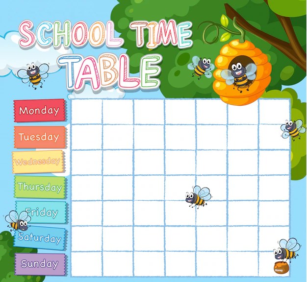 Free Vector School timetable template