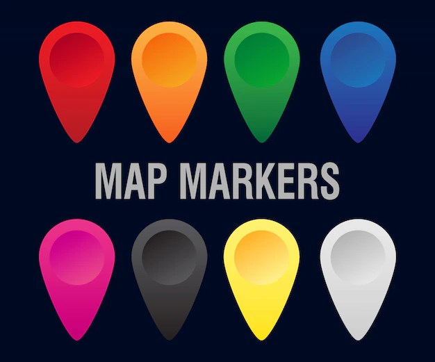 Premium Vector Set of colored markers to the map.