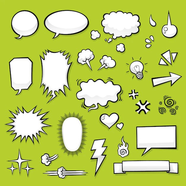 Set of comic elements for comic design use Premium Vector