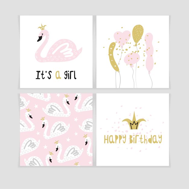 Premium Vector Set of cute postcards