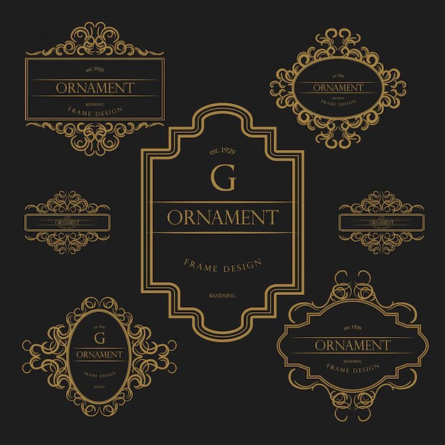 Set of luxury frames Premium Vector