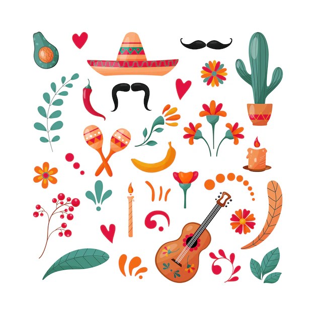 Premium Vector Set of mexican elements.