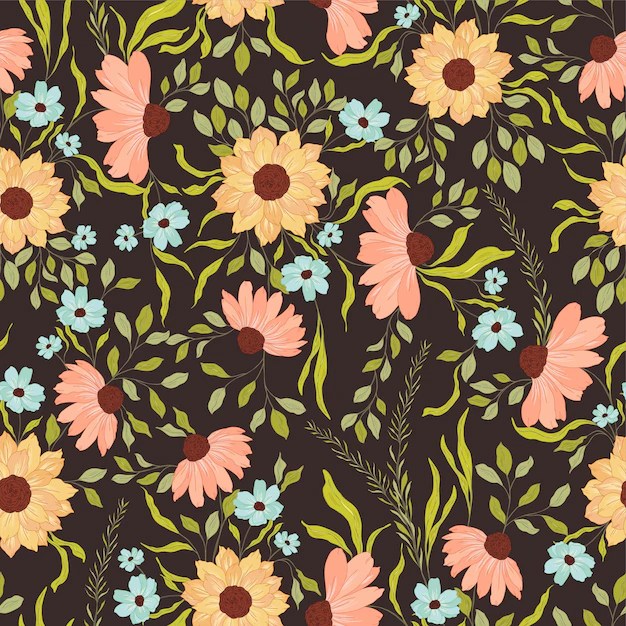 Premium Vector Sunflower and daisies pattern