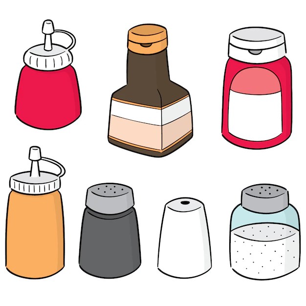 Premium Vector Vector set of condiment bottles