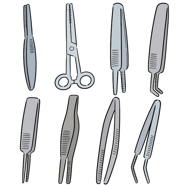 Premium Vector Vector set of forceps