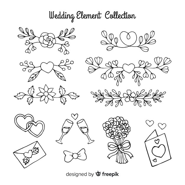 Free Vector Wedding element collection