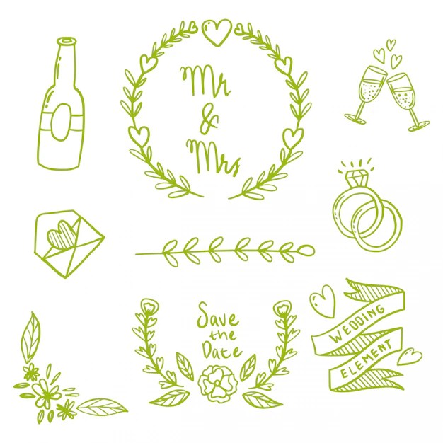 Wedding elements Vector Premium Download