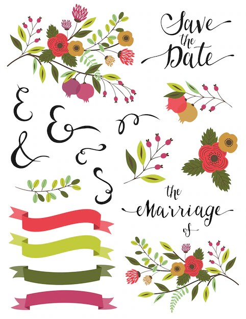 Premium Vector Wedding elements.