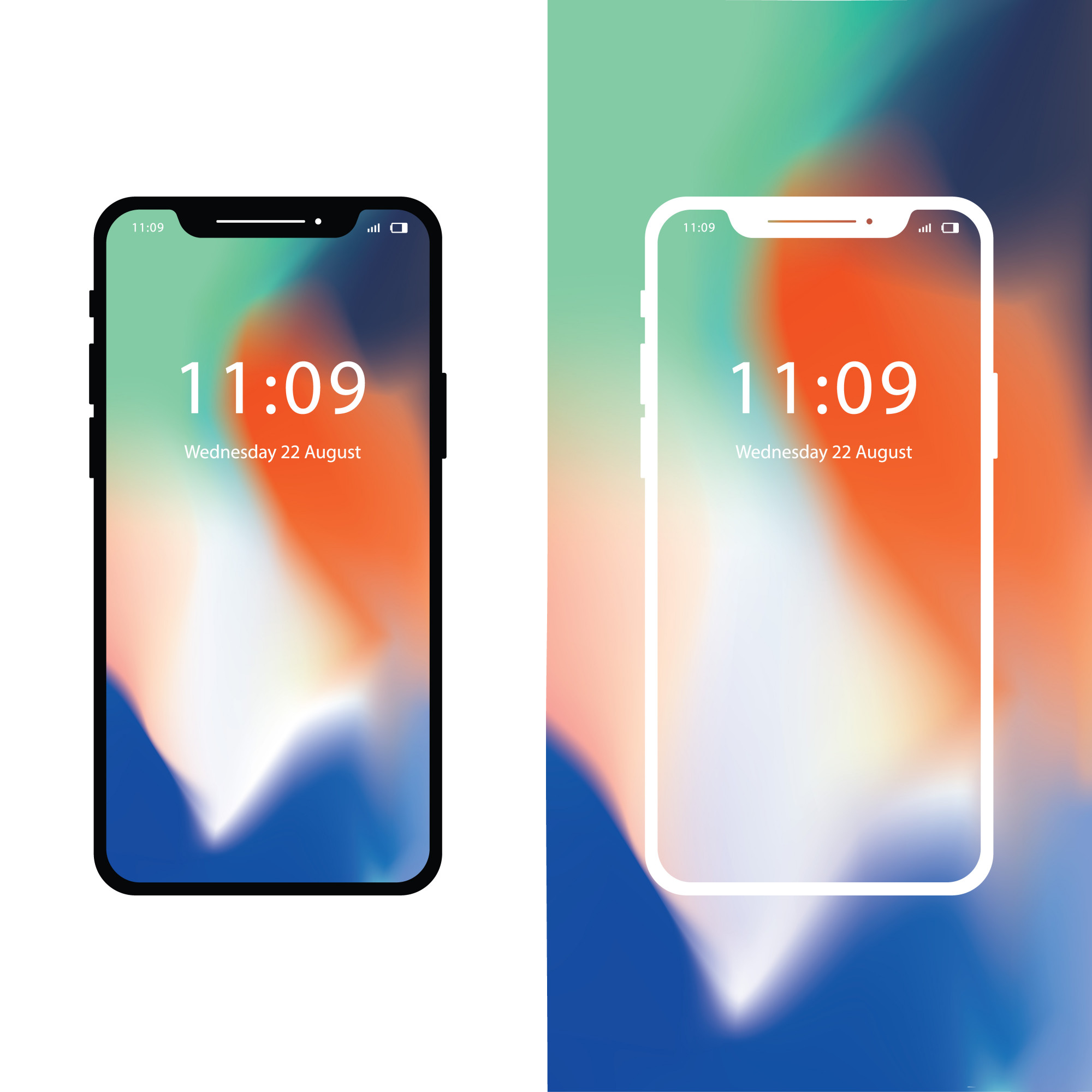 Iphone x con sfondo sfumato Vettore Premium