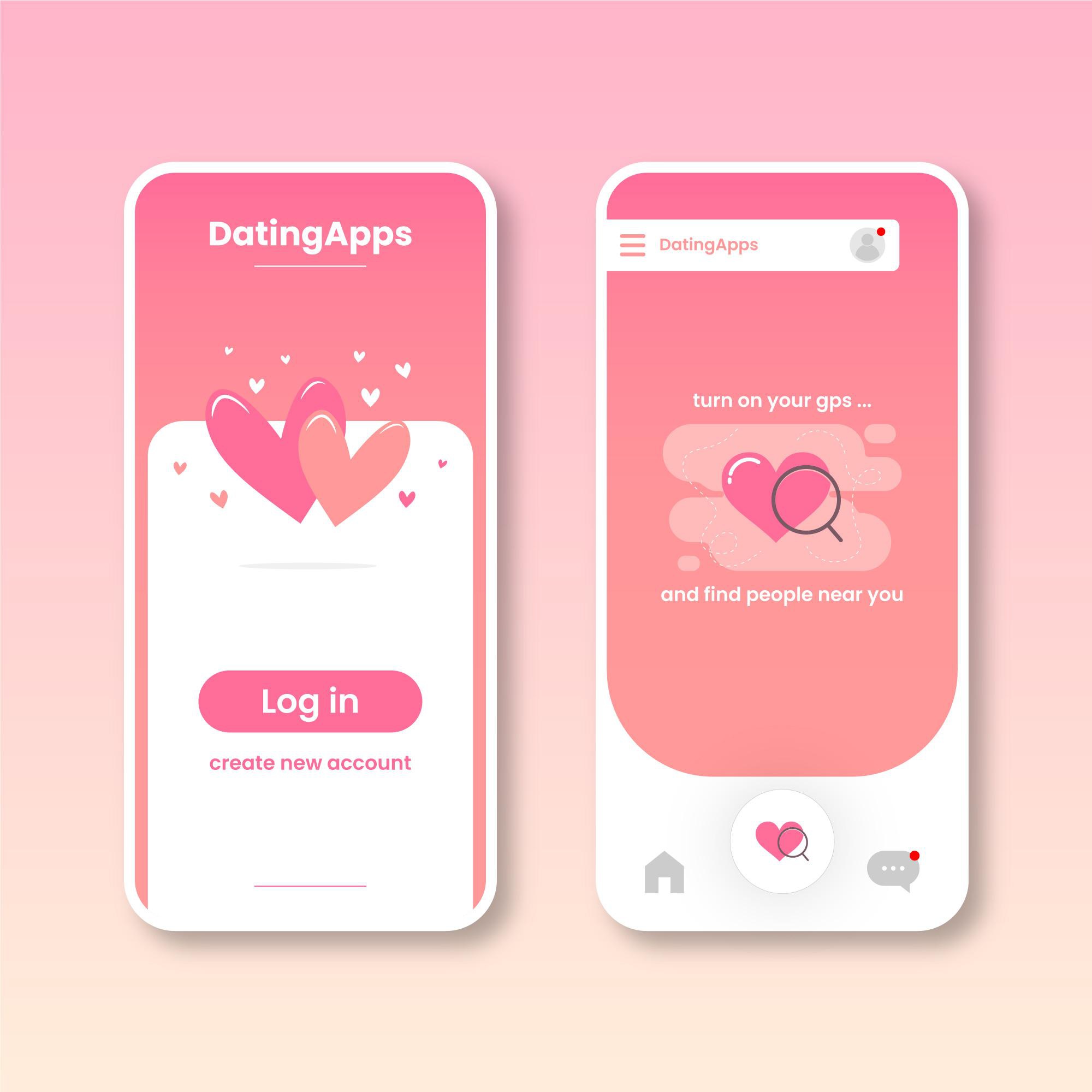 Collection D'interface D'application De Rencontres Vecteur Gratuite