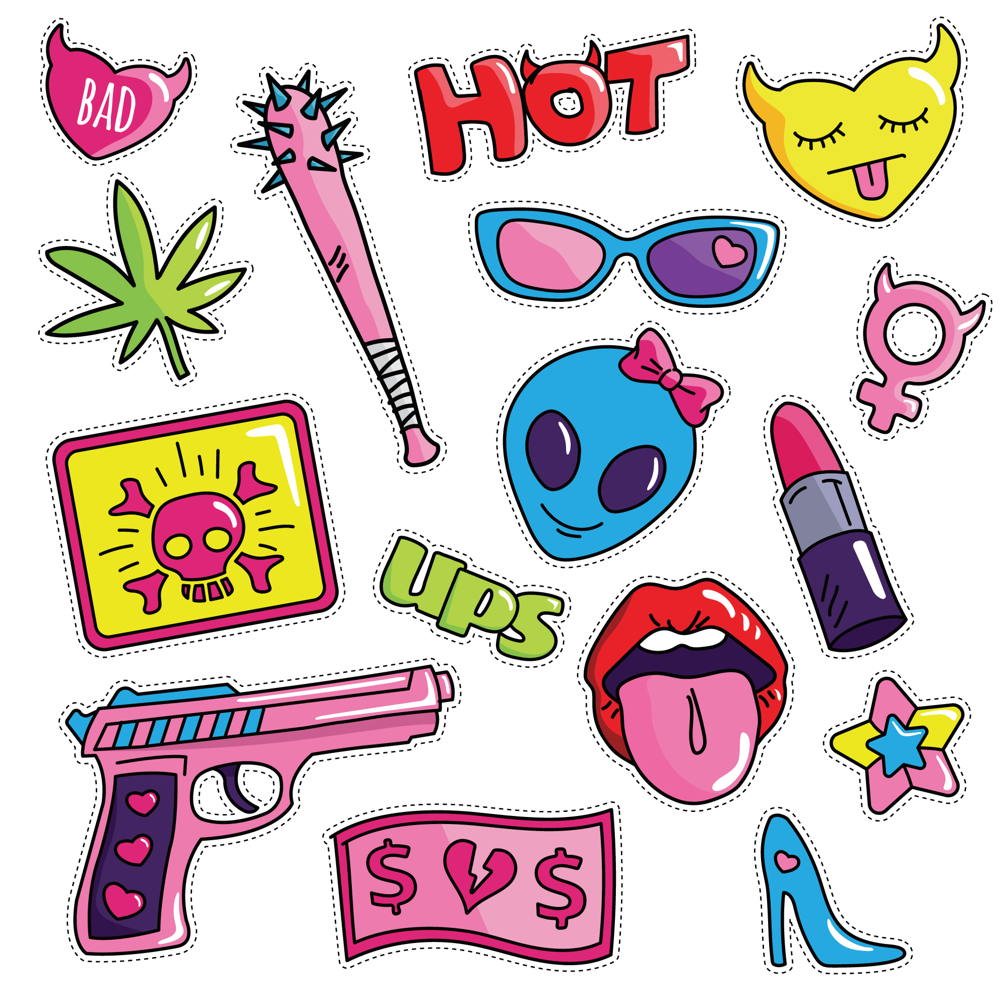 Colección de pegatinas de moda Vector Gratis