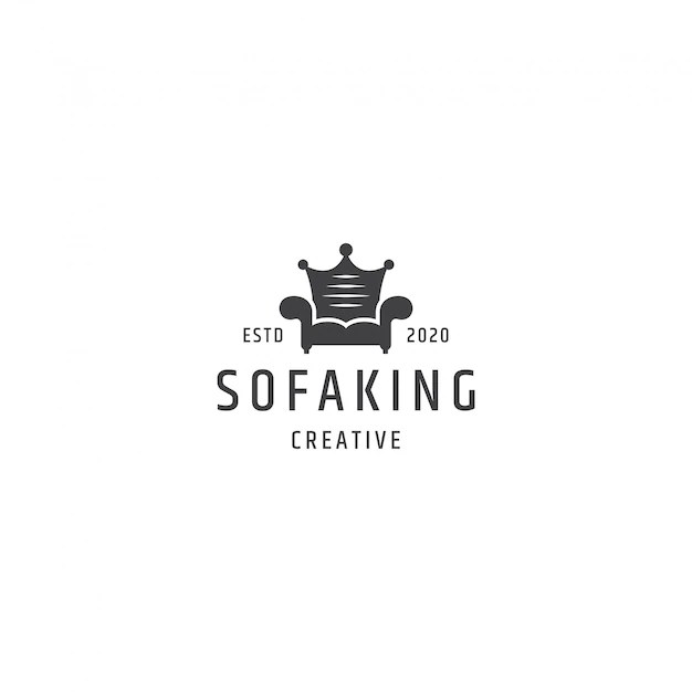 Concepto de logo de sofá king Vector Premium
