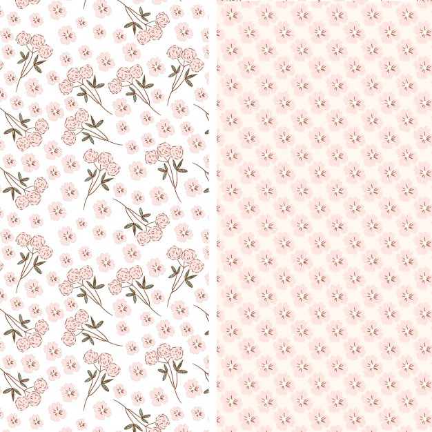 Dos Patrones De Flores De Color Rosa Vector Gratis