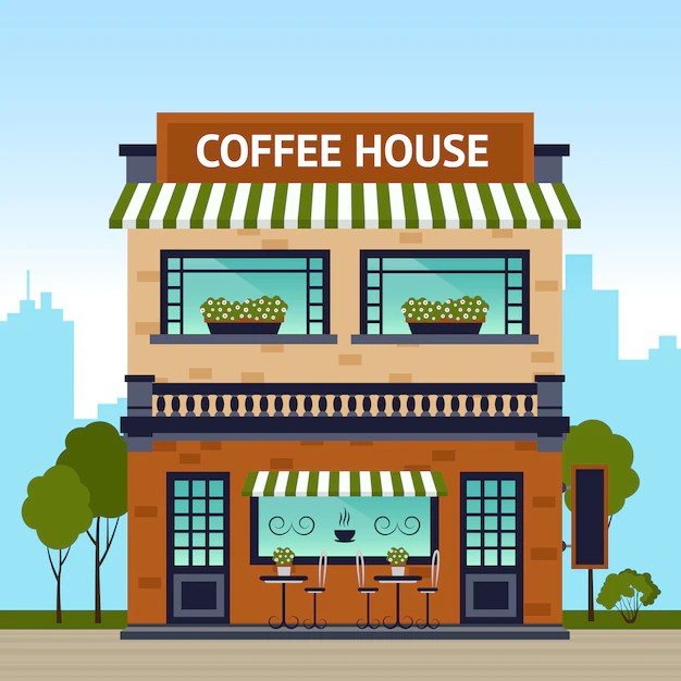 Edificio de la casa de café Vector Gratis