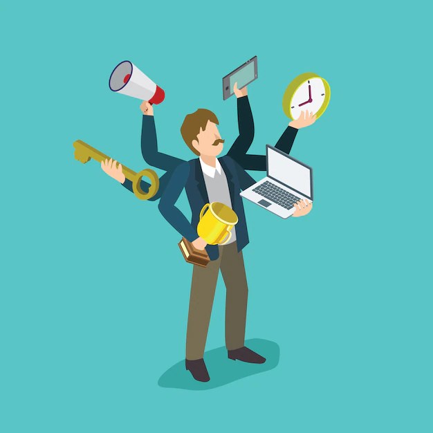 Hombre multitarea Vector Premium