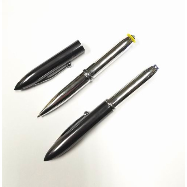 Buy Pointer Style Metal Pen with LED Flashlight Tip Gun Barrel Silver
