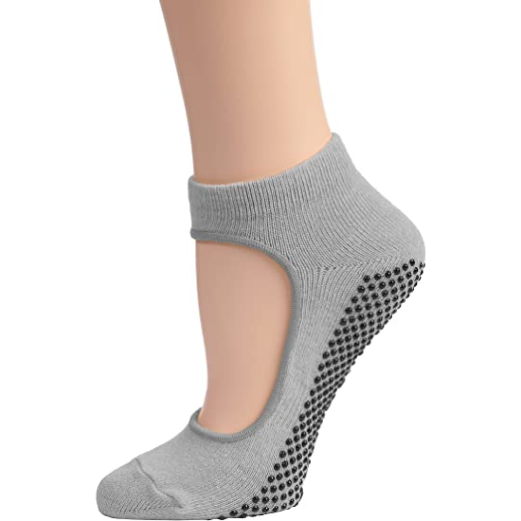 Buy DG Sports Women's Grey Yoga Socks with Grips Small/Medium Ankle