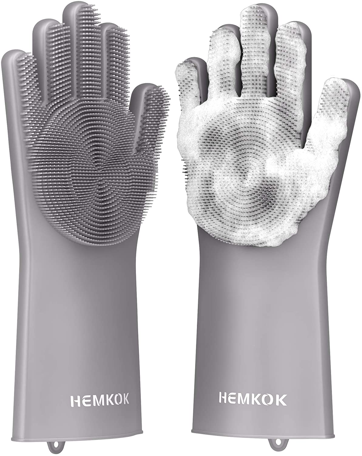 Buy Hemkok Silicone Dishwashing Gloves Cleaning Gloves w/Scrubber 1
