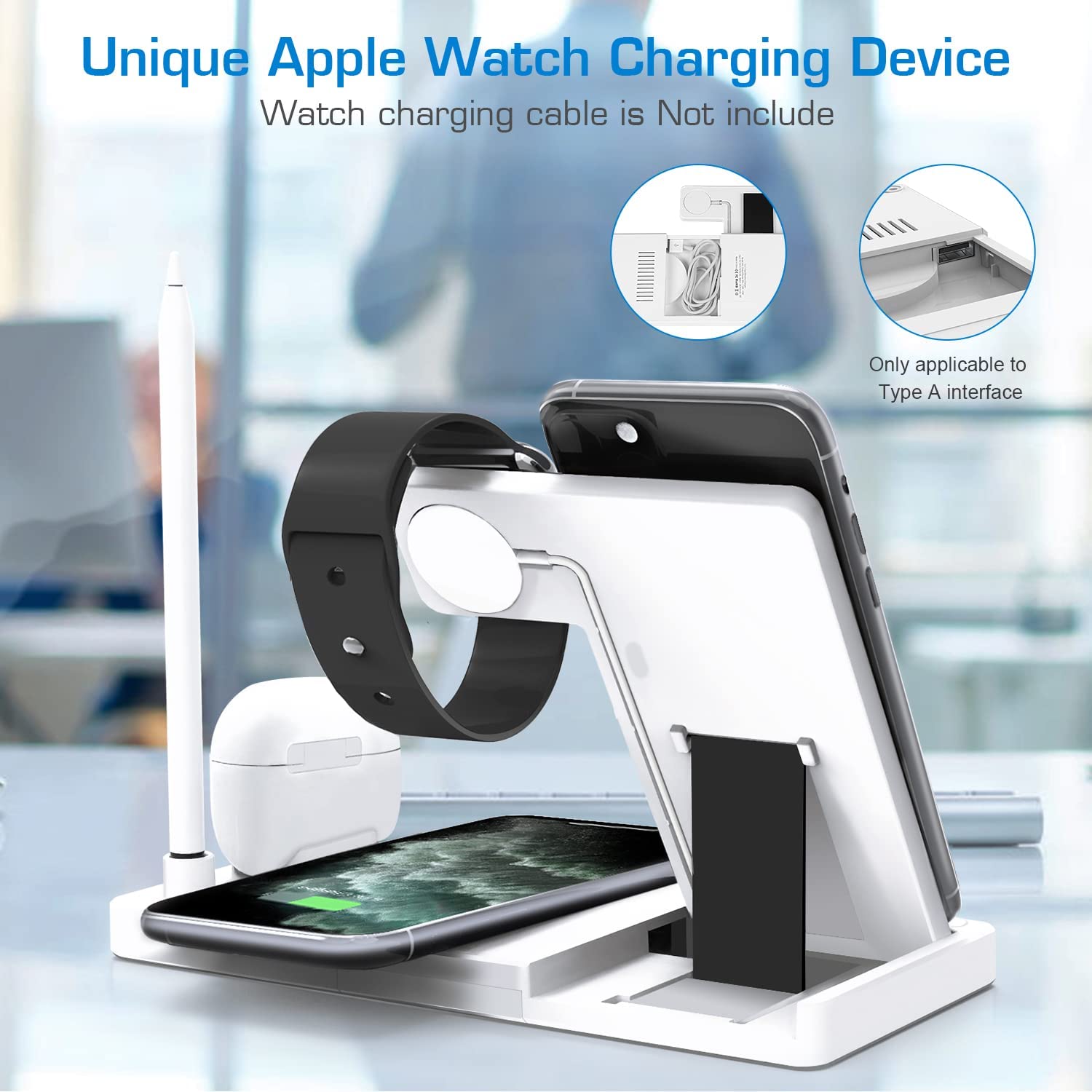 WAITIEE Updated Version,Wireless Charger 5 in 1, Qi Wireless Charging
