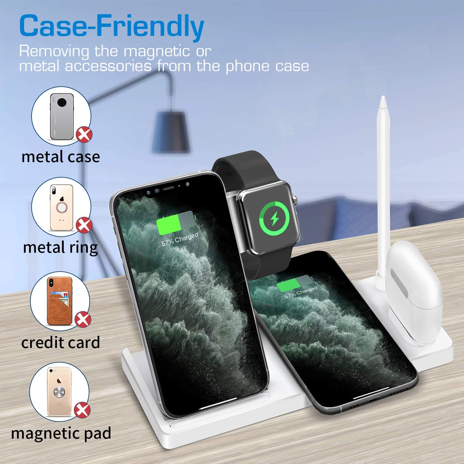 WAITIEE Updated Version,Wireless Charger 5 in 1, Qi Wireless Charging