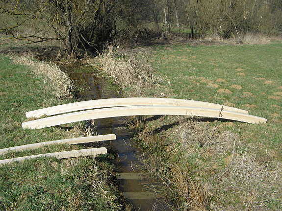 Teichbrücke, Gartenteich, Douglasie, Tonnendach, Leimbinder, Carport