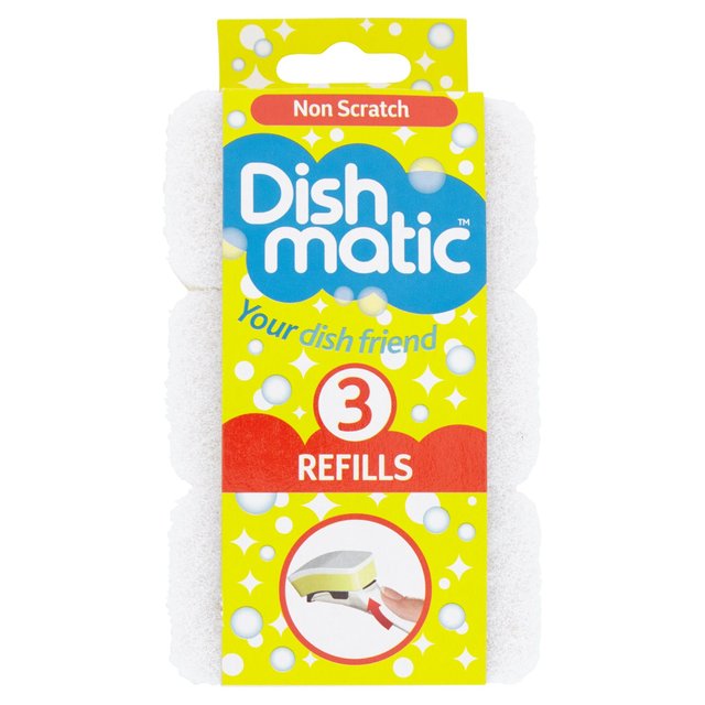 Dishmatic Washing Up Brush & Refill Heavy Duty Scourer Sponge Green